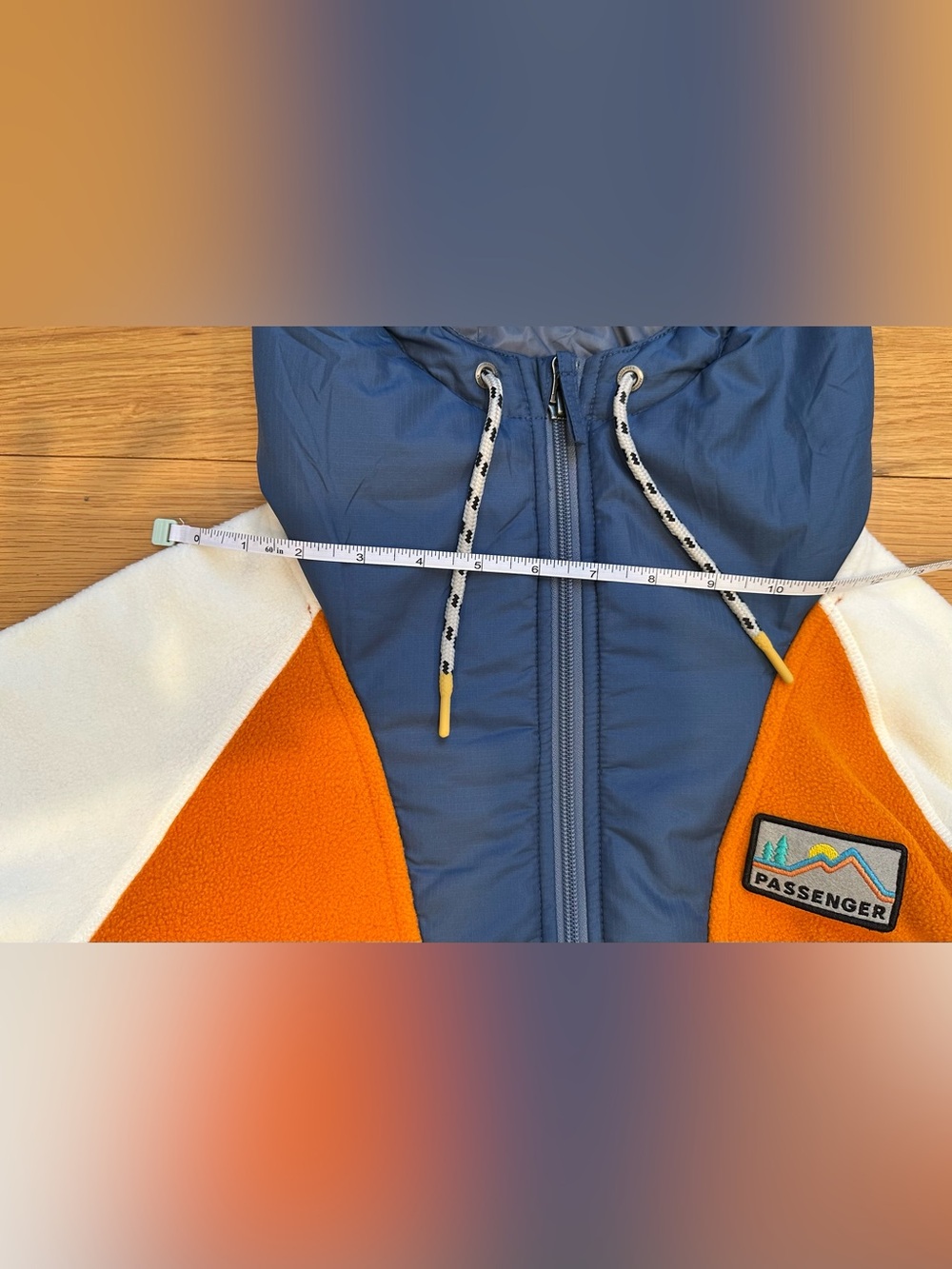 Passenger Fleece Lined Hybrid Anorak Jacket XS Orange Blue Colorblock Hooded - Picture 14 of 16
